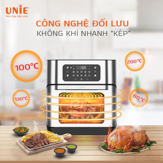 Nồi chiên không dầu Unie UE 1000 công nghệ đối lưu kép